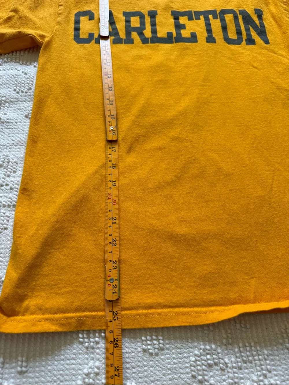 Carleton College  Graphic Tee in Gold with Navy  Lettering Size Small - Picture 5 of 6